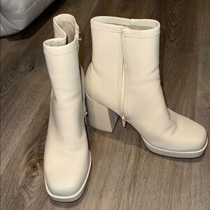 Women's Cream Ankle Boots